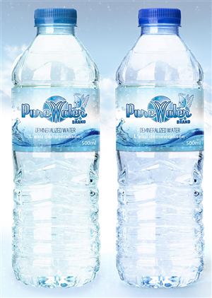 Purewater Brand 500mL Bottled Water Label Size 62mm x 206mm on  | Etikett-Design von Soluciones Creativas