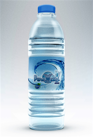 Purewater Brand 500mL Bottled Water Label Size 62mm x 206mm on  | Etikett-Design von Maestroto