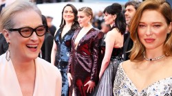 Meryl Streep, Lily Gladstone, Greta Gerwig, Eva Green and Léa Seydoux attend "Le Deuxième Acte" ("The Second Act") Screening & opening ceremony red carpet at the 77th annual Cannes Film Festival at Palais des Festivals on May 14