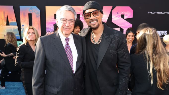Tony Vinciquerra, Chairperson and CEO of Sony Pictures Entertainment, (L) and Will Smith