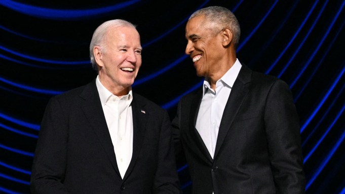 Joe Biden and Barack Obama at the Los Angeles fundraiser on Saturday, June 16, 2024