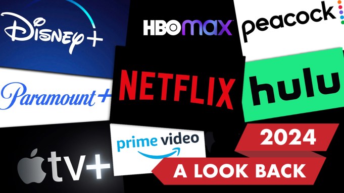 Streaming services Apple TV+, Disney+ Hulu, Paramount+, Peacock, Prime Video, Max and Netflix