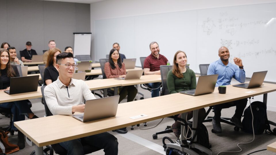 People sitting in a classroom.