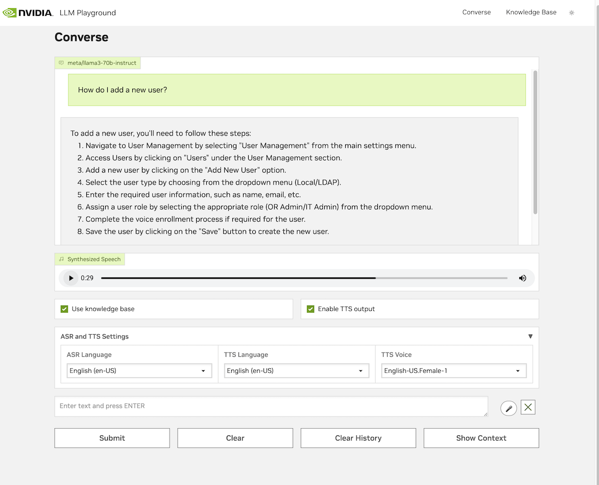 A screenshot of the chatbot interface for a medical device training assistant showing a conversation. 