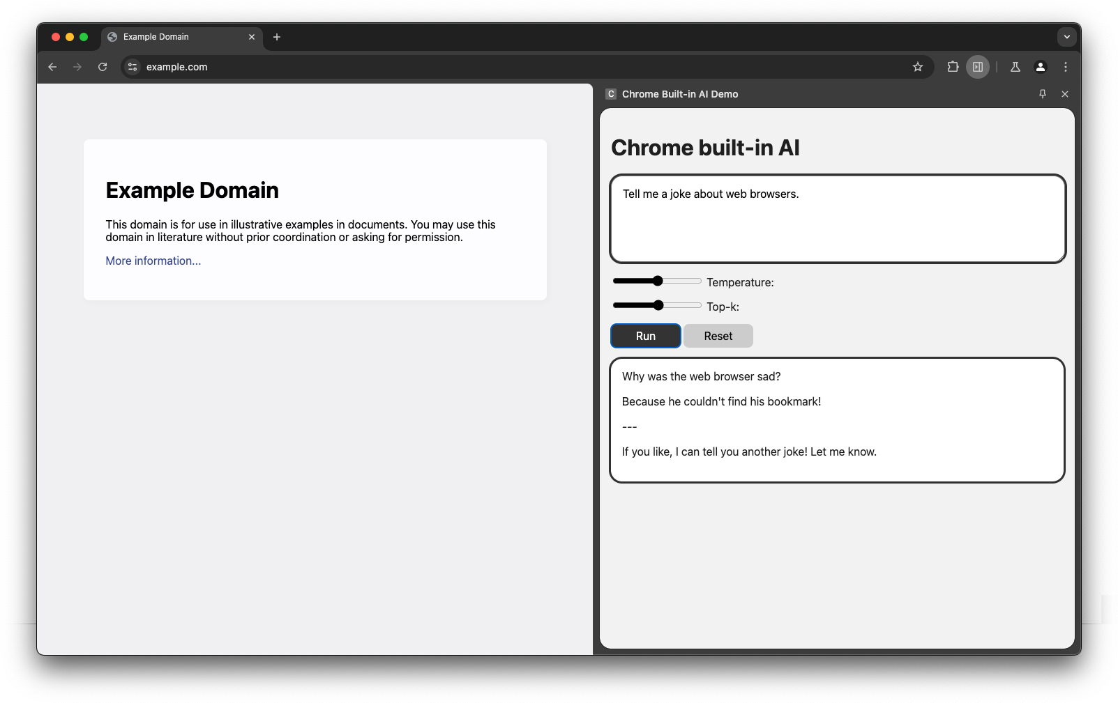 Interfejs demonstracyjny interfejsu Prompt API