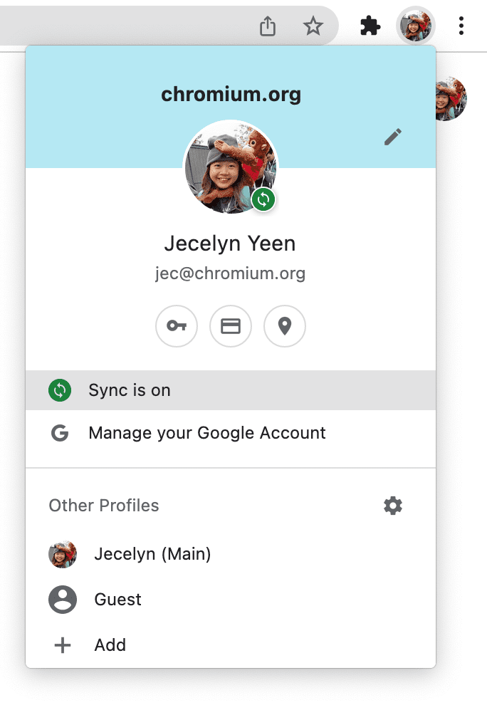 Chrome প্রোফাইল সিঙ্ক।
