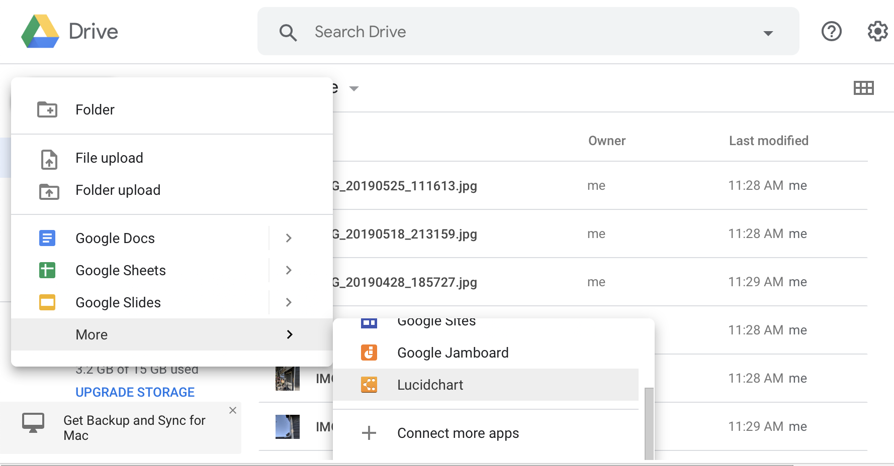 Nút mới trong giao diện người dùng của Google Drive.