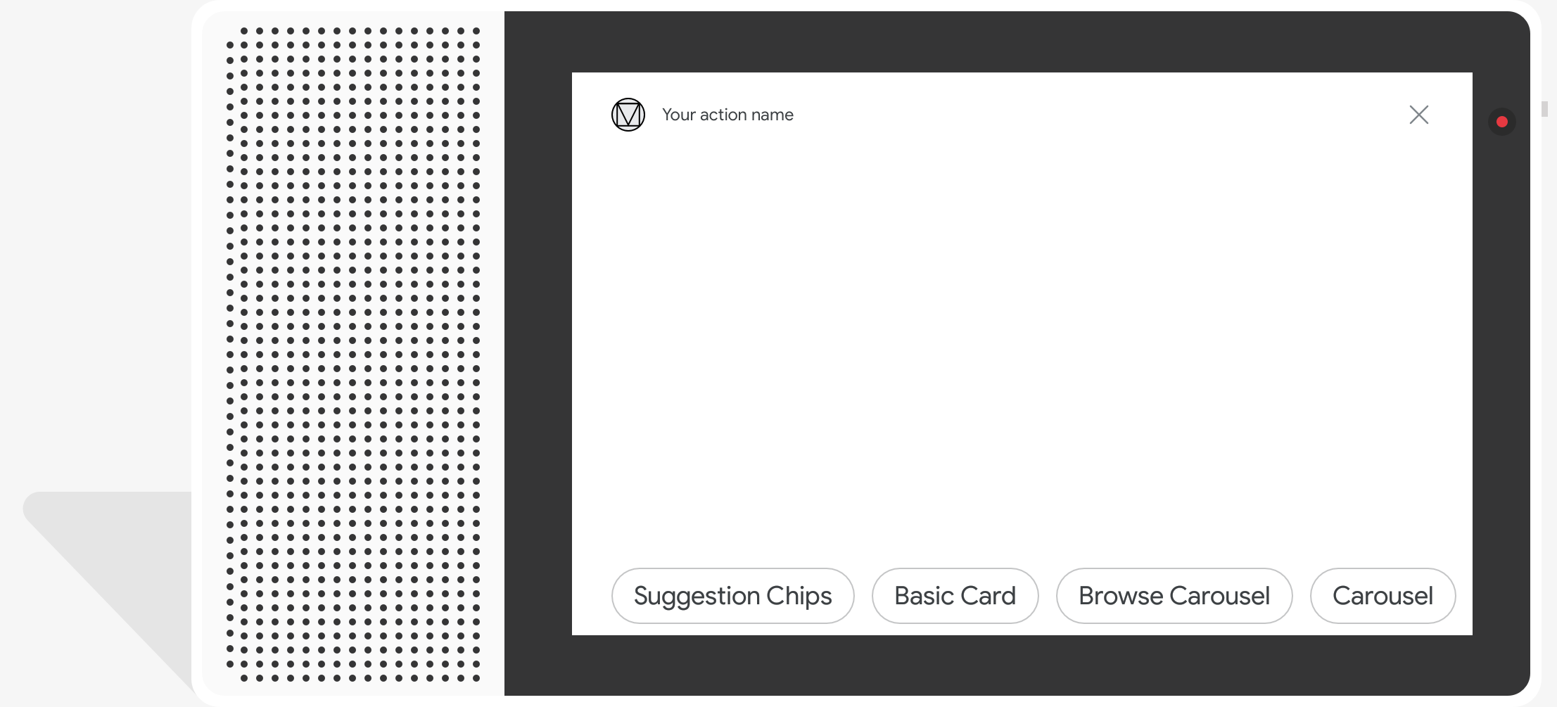 Esempio di chip di suggerimento su uno smart display