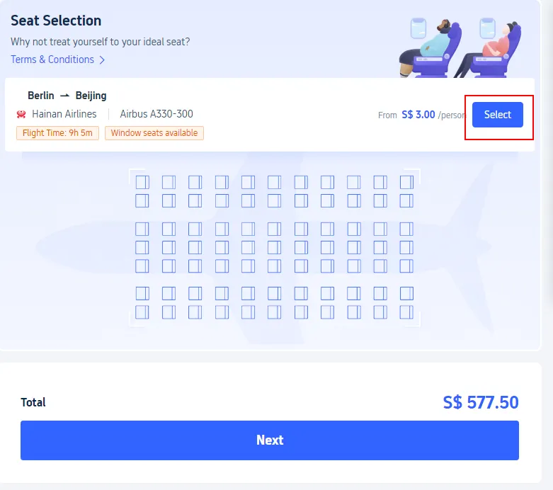 Step 4: Enter the Trip.com Seat Selection Page