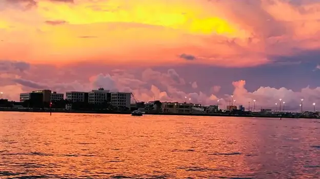 Sunset over Miami's water