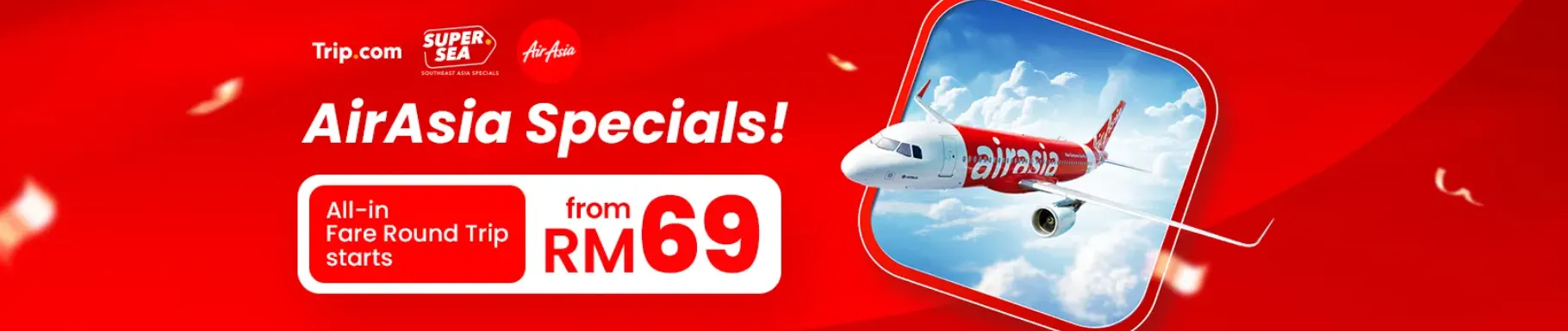 Trip.com Promo Code Malaysia: AirAsia Specials: All-in Fare Round Trip starts from RM69