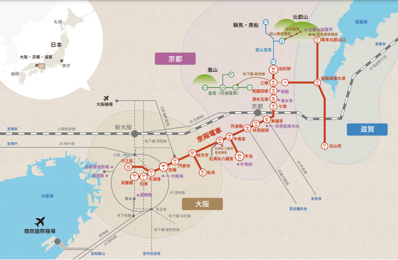 京阪電車, 路線圖