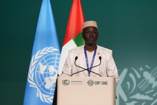 FILE - Mali Prime Minister Abdoulaye Maiga at the COP28 U.N. Climate Summit, Saturday, Dec. 9, 2023, in Dubai, United Arab Emirates. Mali’s junta has terminated the 2015 peace deal with the Tuareg rebel groups “with immediate effect” because the rebels have failed to comply with its terms and because of “acts of hostility” by Algeria, which has been the main mediator in the peace efforts, government spokesperson Col. Abdoulaye Maiga said on state television on the night of Thursday, Jan. 25, 2024. (AP Photo/Kamran Jebreili, File)