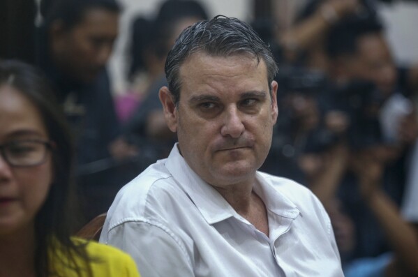 Australian Troy Smith, who is accused of drug possession, sits in a courtroom for his trial at Denpasar district court, Bali, Indonesia on Thursday, June 27, 2024. Indonesian police arrested Smith on April 30 after he was allegedly caught with methamphetamine in his hotel. (AP Photo/Firdia Lisnawati)