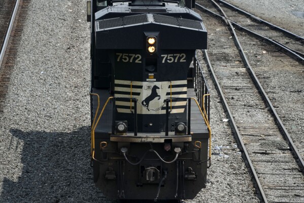 FILE - Norfolk Southern locomotives are moved in Norfolk Southern's Conway Terminal in Conway, Pa., June 17, 2023. About 1,000 engineers and conductors who work for Norfolk Southern will soon be able to report safety concerns anonymously through a federal system without any fear of discipline. (AP Photo/Gene J. Puskar, File)