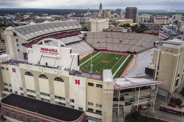 FILE - Memorial Stadium in Lincoln, Neb., where the Nebraska team plays NCAA college football, is seen in an undated image. In a state full of lifelong Nebraska Cornhusker fans, a member of the university's Board of Regents has proposed a way for those folks to carry their fandom into the afterlife. (Chris Machian/Omaha World-Herald via AP, File)