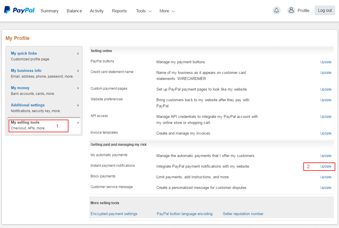 PayPal Selling Tools