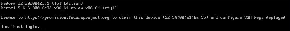 Fedora IoT log in