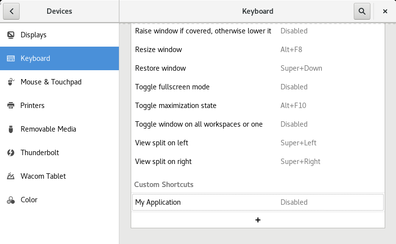 shortcuts list disabled