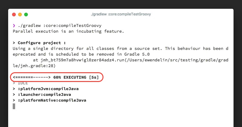 Build progress bar portion of the Gradle command-line