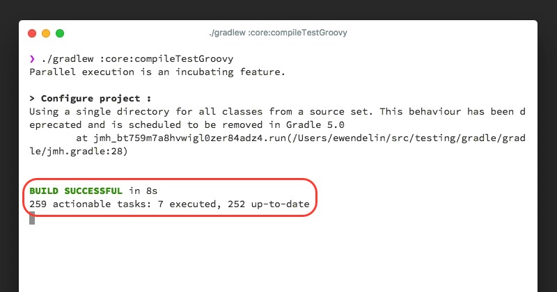 Build progress bar portion of the Gradle command-line