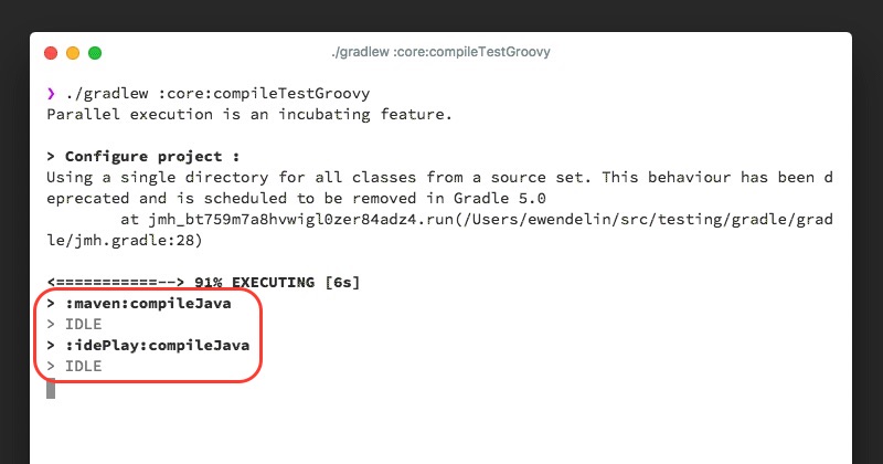 Work in-progress portion of the Gradle command-line