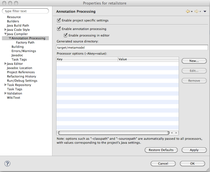 eclipse annotation processor config