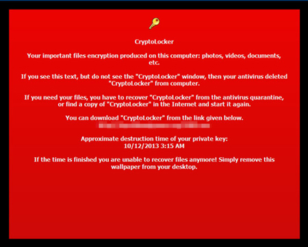 CryptoLocker message