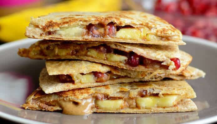 Almond Butter Pomegranate Quesadilla