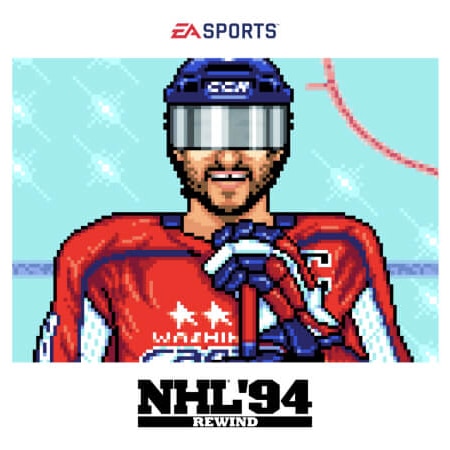 NHL 94 Rewind Cover Art featuring pixelated Alex Ovechkin 