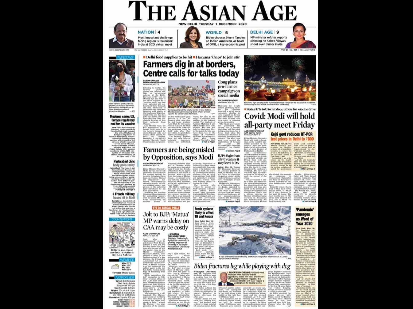 Newspaper Headlines: Centre Invites Farm Leaders For Talks Today, PM Modi"s Fresh Appeal To Farmers