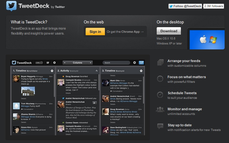 tweetdeck homepage