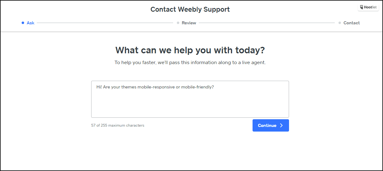 Weebly support contact form