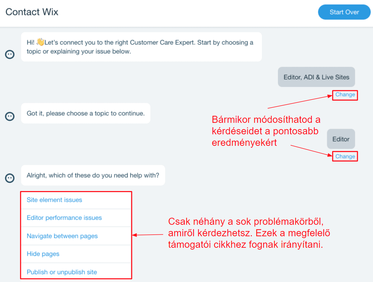 Support chatbot - Wix