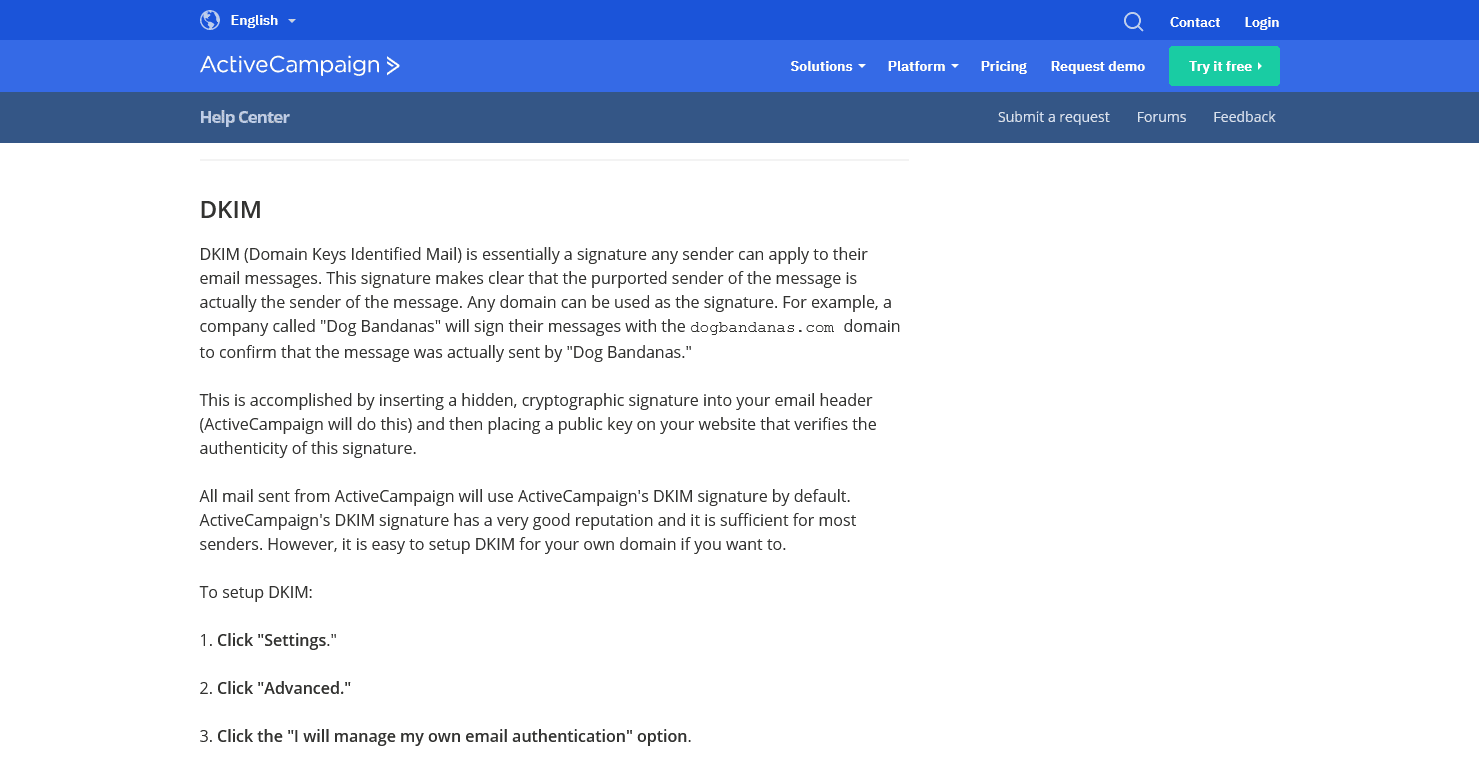 ActiveCampaign's DKIM activation guide