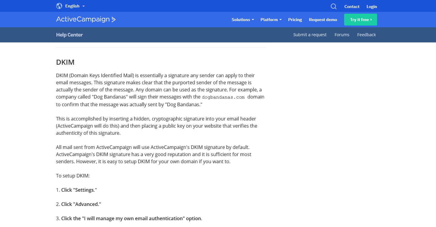 ActiveCampaign's DKIM activation guide