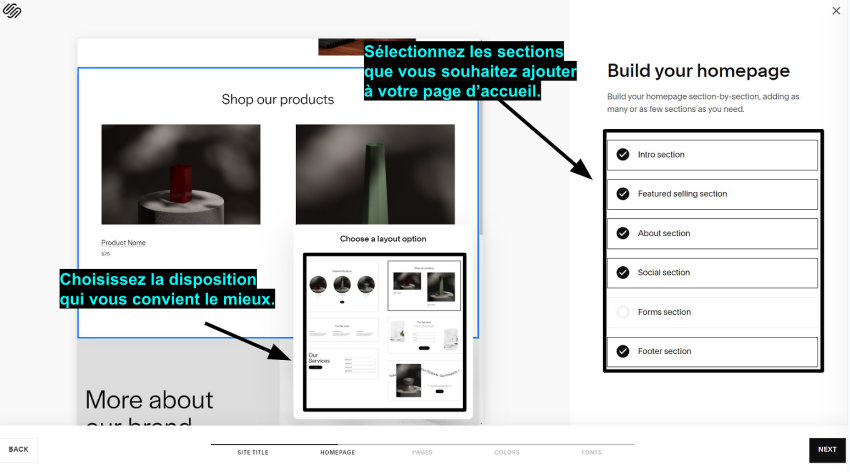 A screenshot of Squarespace Blueprint