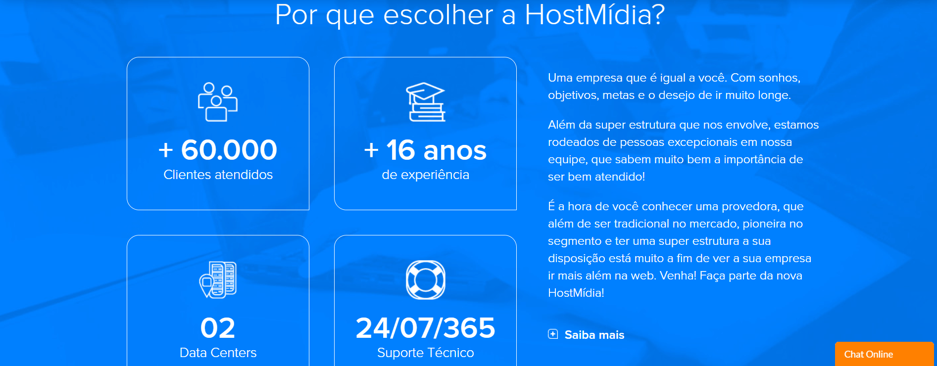 página inicial HostMídia 2020