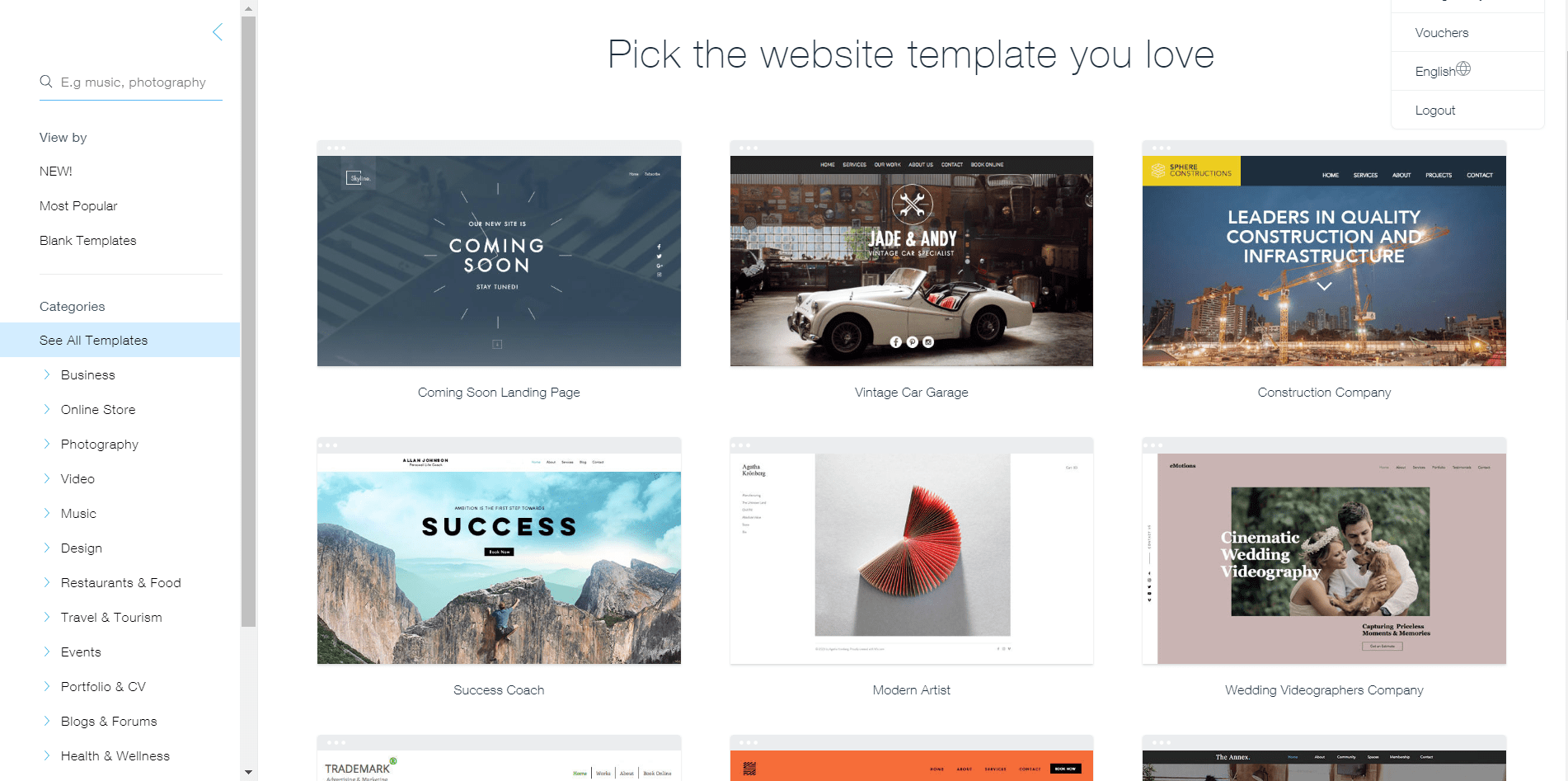 wix templates