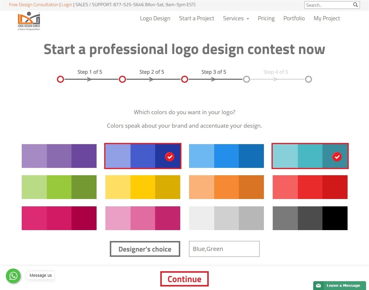 Logo Design Guru screenshot - color palettes