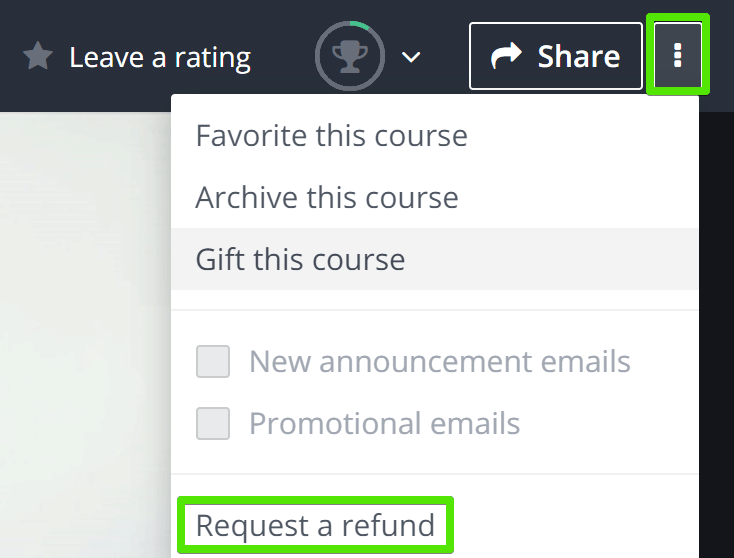 udemy request a refund