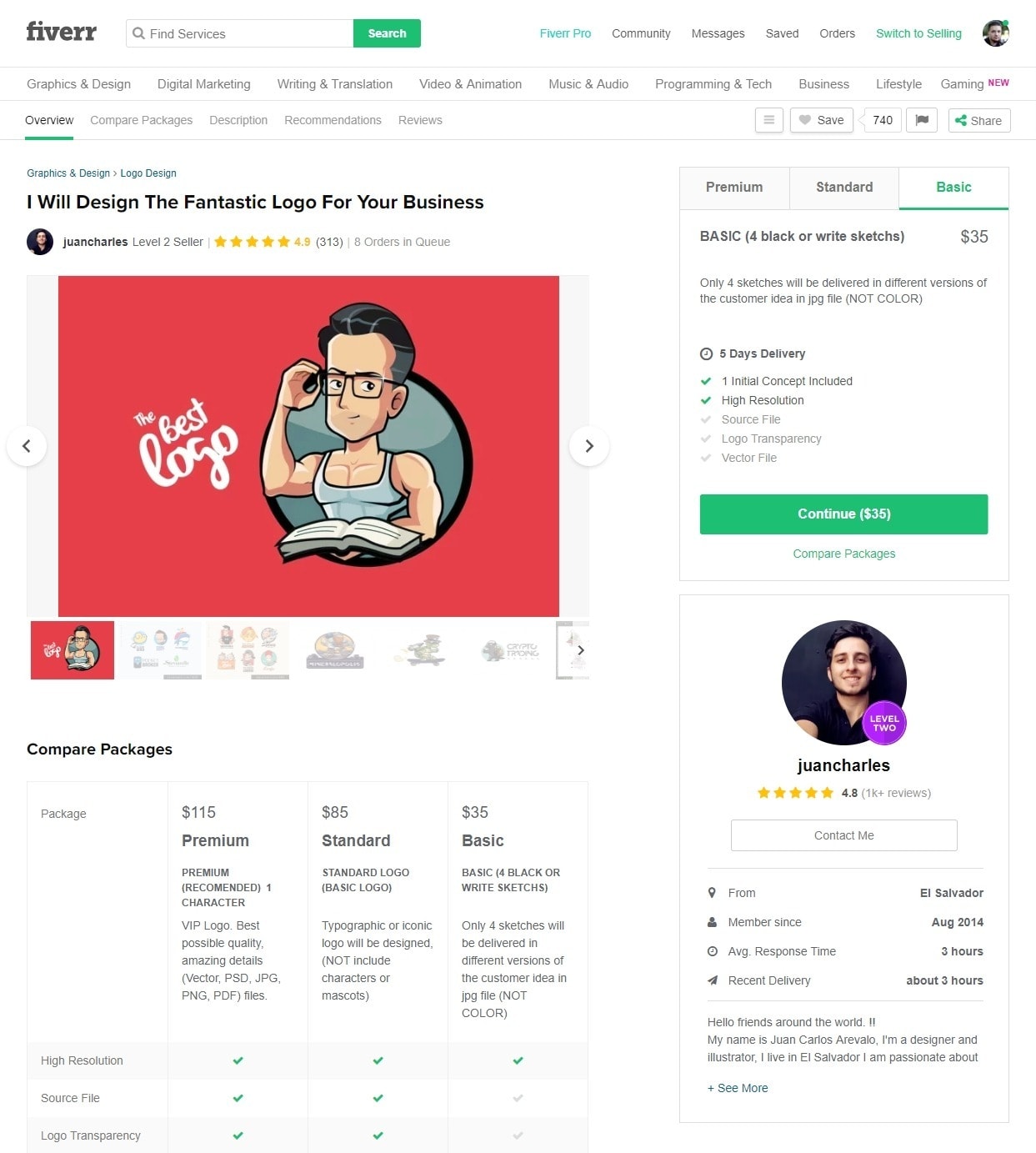 Fiverr profile - screenshot