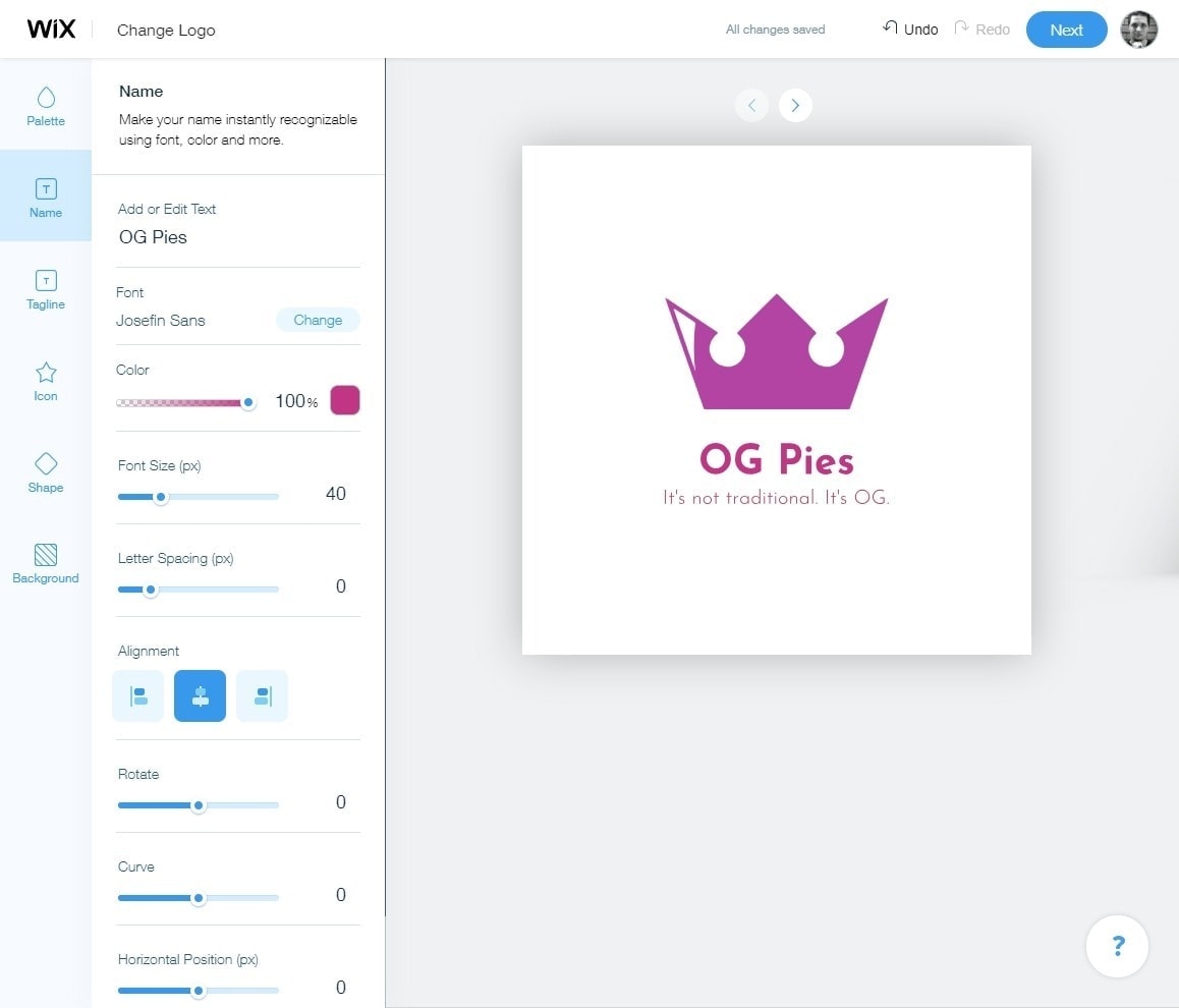 Wix Logo Maker screenshot - logo editor