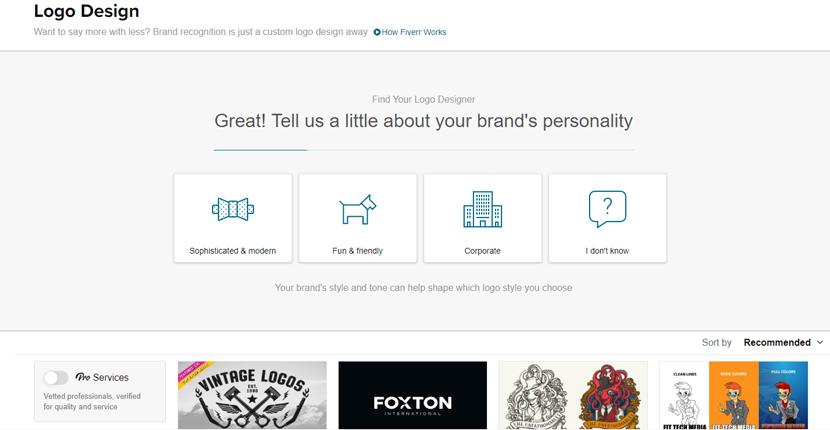 Fiverr screenshot - Logo designer search wizard