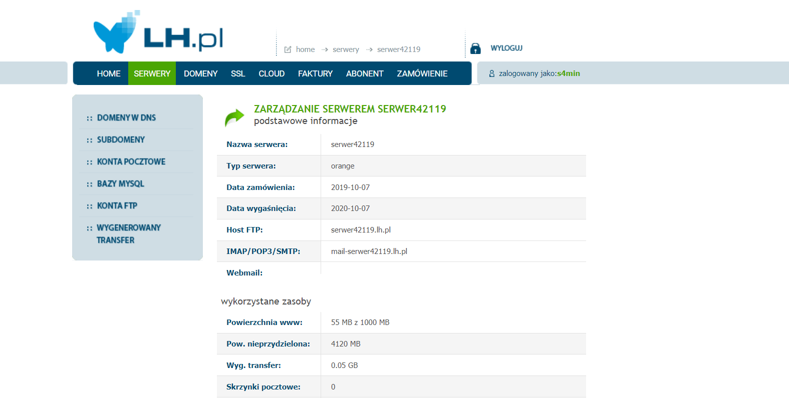 panel klienta LH.pl