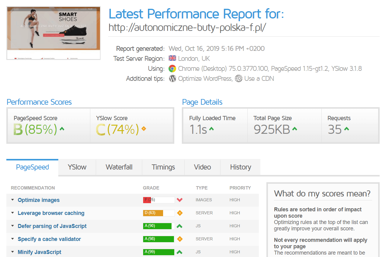 GTmetrix test - autonomiczne-buty-polska-f.pl