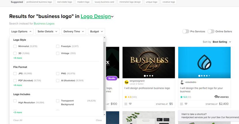 Fiverr screenshot - Business logo design