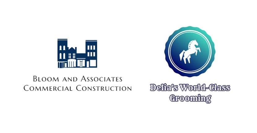 Sample business logos created with DesignEvo - Bloom and Associates, Delia's World-Class Grooming