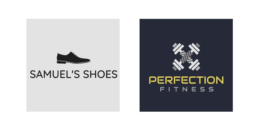 Sample business logos made with Wix Logo Maker - Samuel's Shoes, Perfection Fitness