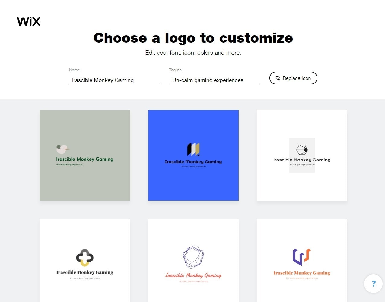 Wix Logo Maker screenshot - Choose a logo to customize